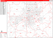 Fort Wayne  Wall Map Red Line Style